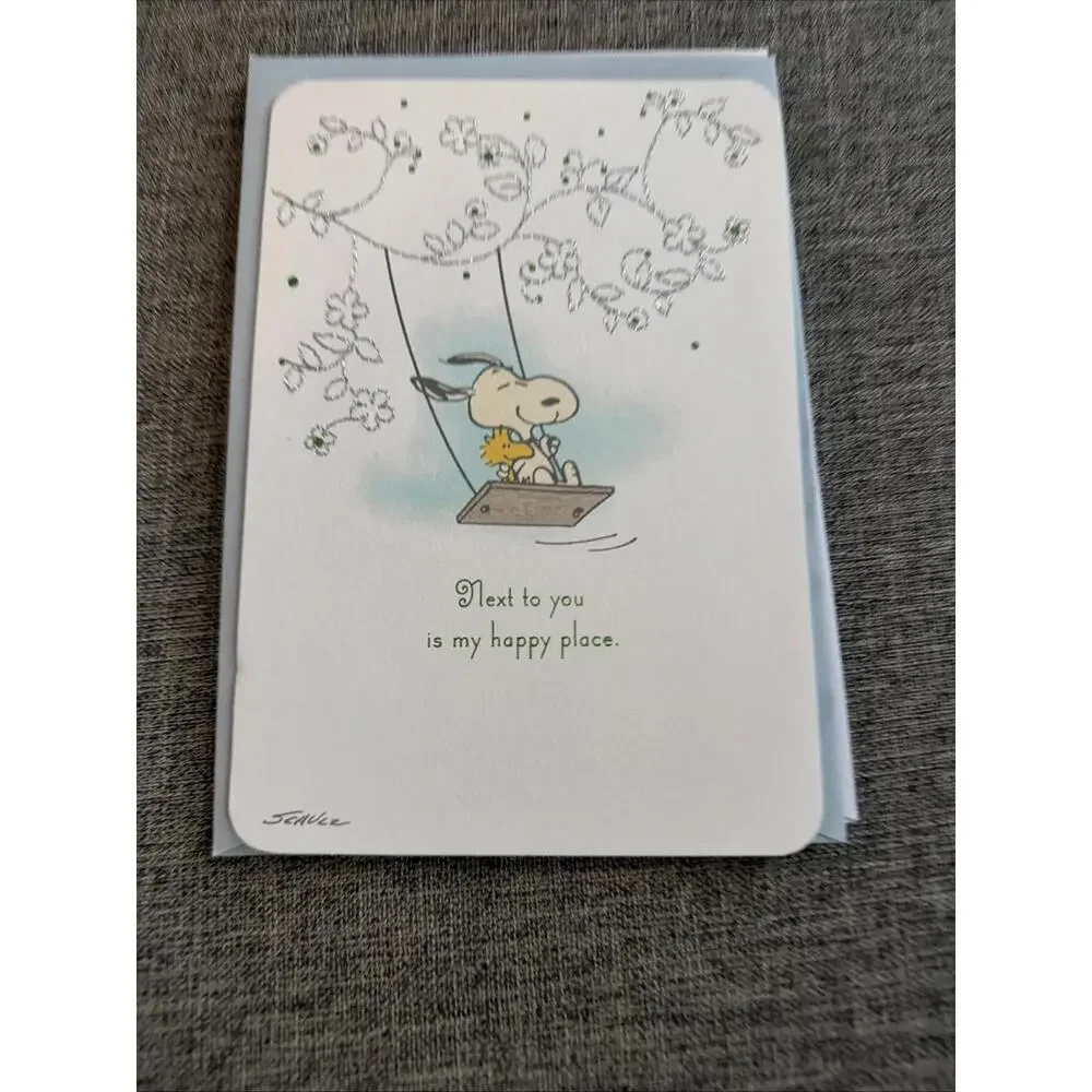 Hallmark Peanuts Anniversary Greeting Card Snoopy Woodstock Next To You Is My